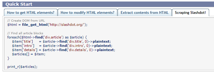 simplehtmldom Quick start