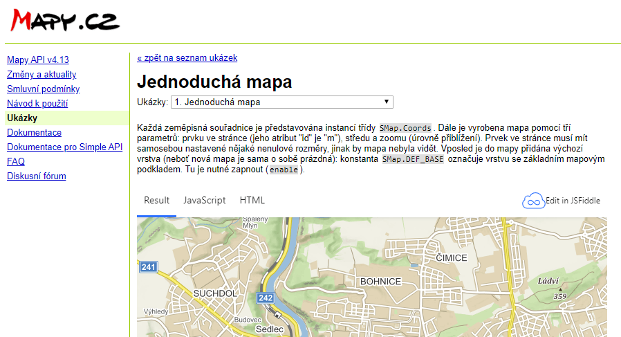 Doumentace Seznam Mapy API