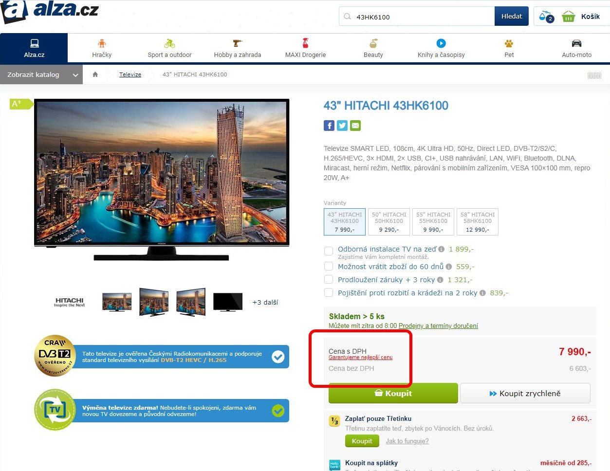 Alza HITACHI 43HK6100
