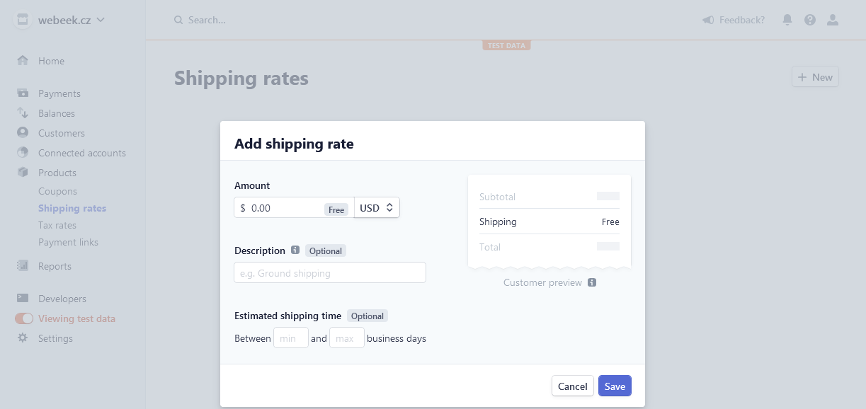 Shipping rates