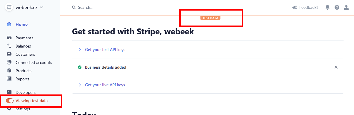 Stripe Test mode