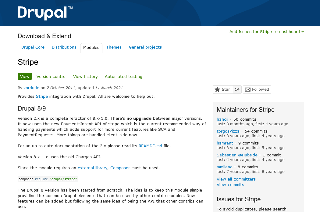 Drupal Stripe modul