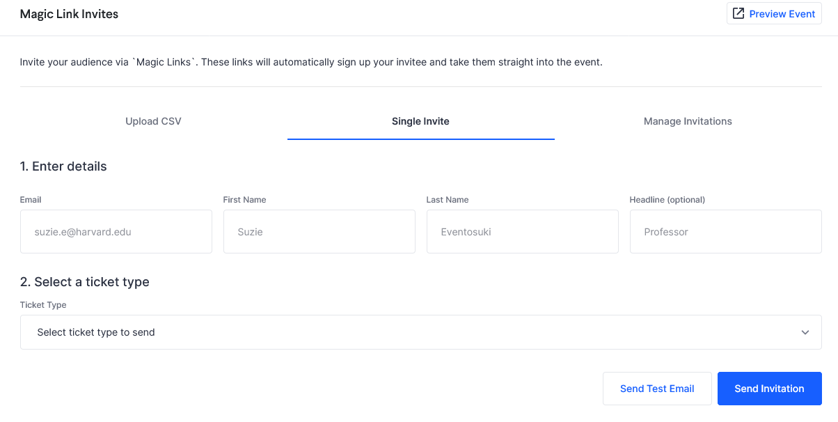 Hopin Magic Link Invites