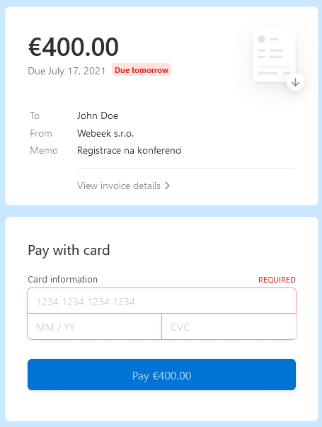 Hosted invoice page