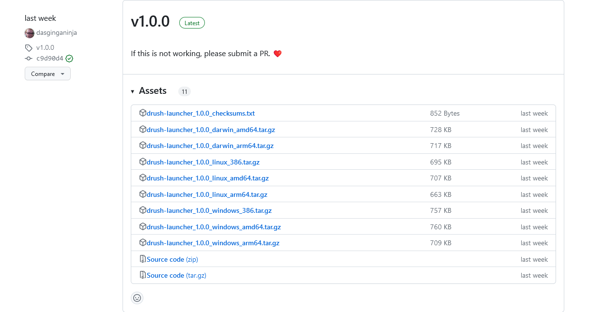 Releases dasginganinja drush launcher