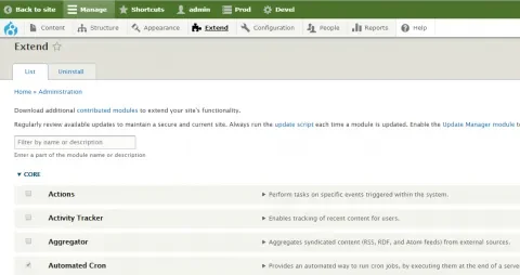 Core modules