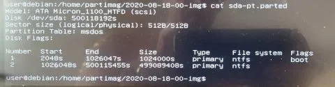 původní partition table