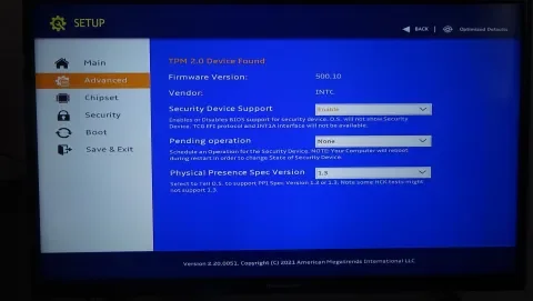 Barebone BRIX BIOS TPM 2.0 supported