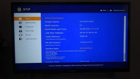 Barebone BRIX BIOS summary