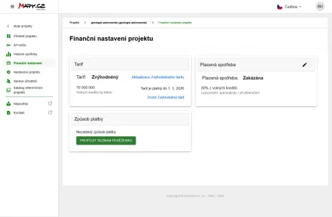 finanční nastavení