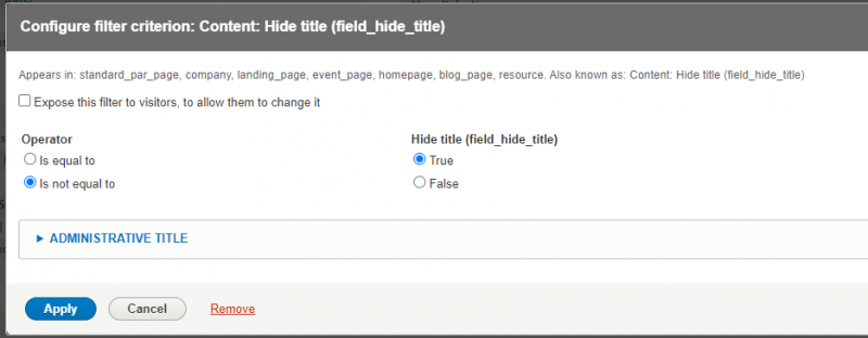 Visibility boolean Views filter 33Visibility boolean Views filter